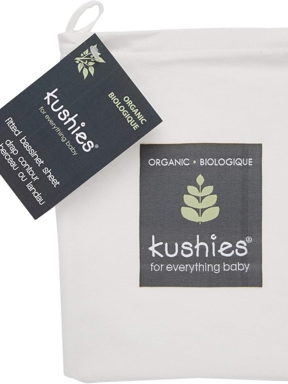 NWT Kushies 100% Organic Cotton Fitted Baby Bassinet Sheet Solid White Neutral
